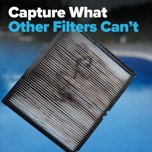 Dirt and fine debris loaded into a pool robot filter